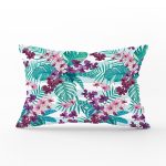 - Rh-Dik-2540-Gorsel1 - Realhomes Turkuaz Eflatun Çiçek Desenli Dikdörtgen Yastık Kırlent Kılıfı Realhomes