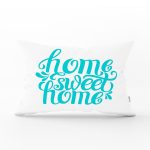 - Rh-Dik-2556-Gorsel1 - Realhomes Turkuaz Home Sweet Home Dijital Baskılı Dikdörtgen Yastık Kırlent Kılıfı Realhomes