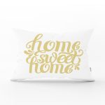 Hardal Renk Home Sweet Home Dijital Baskılı Dikdörtgen Yastık Kırlent Kılıfı Realhomes
