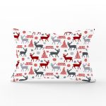 Yılbaşı Geyik ve Ağaçlar Temalı Dekoratif Dikdörtgen Yastık Kırlent Kılıfı Realhomes