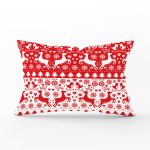 - Rh-Dik-3046-Gorsel1 - Realhomes Kırmızı Beyaz Yılbaşı Geyikleri Dijital Baskılı Dikdörtgen Yastık Kırlent Kılıfı Realhomes