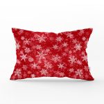 Kırmızı Zeminde Kar Taneleri Dekoratif Dikdörtgen Yastık Kırlent Kılıfı Realhomes