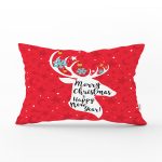 - Rh-Dik-3055-Gorsel1 - Realhomes Merry Christmas Geyik Desenli Dekoratif Dikdörtgen Yastık Kırlent Kılıfı Realhomes