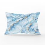 Mavi Renkli Mermer Desenli Dijital Baskılı Dikdörtgen Yastık Kırlent Kılıfı Realhomes