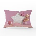 Modern Pembe Zeminli 3D Yıldız Desenli Dekoratif Dikdörtgen Yastık Kırlent Kılıfı Realhomes