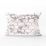 Mermer ve Petek Desenli Dijital Baskılı Dikdörtgen Yastık Kırlent Kılıfı Realhomes