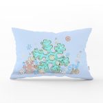 Açık Mavi Kar Tanesi Temalı Dijital Baskılı Dikdörtgen Yastık Kırlent Kılıfı Realhomes