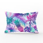 - Rh-Dik-3160-Gorsel1 - Realhomes  Mavi Zeminde Tropikal Objeler Modern Dikdörtgen Yastık Kırlent Kılıfı Realhomes