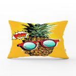 - Rh-Dik-3178-Gorsel1 - Realhomes Pop Art Temalı Ananas Özel Tasarım Dikdörtgen Yastık Kırlent Kılıfı Realhomes