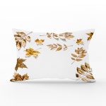 - Rh-Dik-3180-Gorsel1 - Realhomes 3D Altın Renkli Yapraklar Desenli Dekoratif Dikdörtgen Yastık Kırlent Kılıfı Realhomes