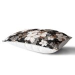 Siyah Zeminde 3D Çiçekler Temalı Modern Dikdörtgen Yastık Kırlent Kılıfı Realhomes