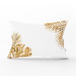 3D Altın Renkte Yapraklar Temalı Modern Dikdörtgen Yastık Kırlent Kılıfı Realhomes