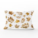 3D Altın Renkli Yapraklar Özel Tasarım Modern Dikdörtgen Yastık Kırlent Kılıfı Realhomes