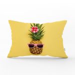 Sarı Zeminli 3D Ananas Modern Tasarımlı Dikdörtgen Yastık Kırlent Kılıfı Realhomes