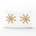 Altın Görünümlü Kar Tanesi Desenli 3D Modern Dikdörtgen Yastık Kırlent Kılıfı Realhomes