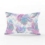 - Rh-Dik-3210-Gorsel1 - Realhomes  Pudra Zeminli Geometrik Palmiye Yaprakları Modern Dikdörtgen Yastık Kırlent Kılıfı Realhomes