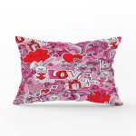 - Rh-Dik-3219-Gorsel1 - Realhomes Pembe Zeminli Love You Temalı Modern Dikdörtgen Yastık Kırlent Kılıfı Realhomes