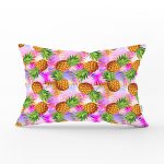 Pembe Zeminde Ananaslar Özel Tasarımlı Modern Dikdörtgen Yastık Kırlent Kılıfı Realhomes