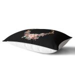 - Rh-Dik-3241-Gorsel2 - Realhomes Siyah Zeminde Otantik Çiçekler Özel Tasarım Dikdörtgen Yastık Kırlent Kılıfı Realhomes