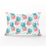 - Rh-Dik-3242-Gorsel1 - Realhomes Renkli Zeminli Ananaslar Özel Tasarım Dikdörtgen Yastık Kırlent Kılıfı Realhomes