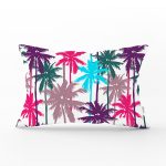 Renkli Palmiyeler Özel Tasarımlı Dijital Baskılı Modern Dikdörtgen Yastık Kırlent Kılıfı Realhomes