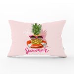 - Rh-Dik-3263-Gorsel1 - Realhomes Pembe Zeminli Summer Ananas Desenli Dikdörtgen Yastık Kırlent Kılıfı Realhomes