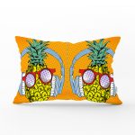 Turuncu Zeminde Summer Ananas Tasarımlı Dikdörtgen Yastık Kırlent Kılıfı Realhomes