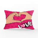 - Rh-Dik-3299-Gorsel1 - Realhomes Pembe Love Popart Tasarımlı Dijital Baskılı Dikdörtgen Yastık Kırlent Kılıfı Realhomes