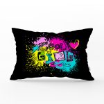 Siyah Zeminde Cool Tasarımlı Dijital Baskılı Dikdörtgen Yastık Kırlent Kılıfı Realhomes