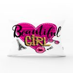 - Rh-Dik-3306-Gorsel1 - Realhomes Beautiful Girl Tasarımlı Popart Dekoratif Dikdörtgen Yastık Kırlent Kılıfı Realhomes