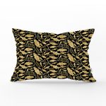 Siyah Zeminli Altın Yapraklar Motifli Dekoratif Dikdörtgen Yastık Kırlent Kılıfı Realhomes