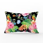 - Rh-Dik-3312-Gorsel1 - Realhomes Watercolor Çiçek ve Kuş Motifli Özel Tasarım Dikdörtgen Yastık Kırlent Kılıfı Realhomes