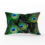 - Rh-Dik-3331-Gorsel1 - Realhomes Koyu Zeminde Renkli Tüyler Özel Tasarımlı Dekoratif Dikdörtgen Yastık Kırlent Kılıfı Realhomes