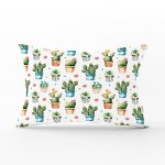 Saksıda Sevimli Kaktüsler Tasarımlı Dekoratif Modern Dikdörtgen Yastık Kırlent Kılıfı Realhomes