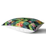 Siyah Zeminli Geometrik Yapraklar Desenli Dikdörtgen Yastık Kırlent Kılıfı Realhomes