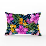 - Rh-Dik-3365-Gorsel1 - Realhomes Mavi Zeminli Geometrik Çiçekler Modern Tasarımlı Dikdörtgen Yastık Kırlent Kılıfı Realhomes