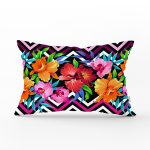 Zigzag ve Çiçekler Özel Tasarım Dekoratif Dikdörtgen Yastık Kırlent Kılıfı Realhomes