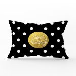 - Rh-Dik-3370-Gorsel1 - Realhomes Siyah Zeminde Sweet Holiday Tasarımlı Dijital Baskılı Dikdörtgen Yastık Kırlent Kılıfı Realhomes