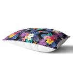 Siyah Zeminde Rengarenk Çiçekler Tasarımlı Dekoratif Dikdörtgen Yastık Kırlent Kılıfı Realhomes