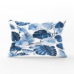 - Rh-Dik-3373-Gorsel1 - Realhomes  Mavi Amazon Yaprakları Özel Tasarımlı Dekoratif Dikdörtgen Yastık Kırlent Kılıfı Realhomes