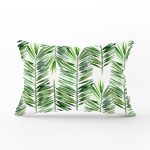 - Rh-Dik-3380-Gorsel1 - Realhomes Suluboya Lif Yapraklar Desenli Özel Tasarım Dikdörtgen Yastık Kırlent Kılıfı Realhomes