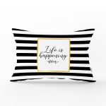 - Rh-Dik-3382-Gorsel1 - Realhomes Siyah Beyaz Gold Yazılı Modern Dekoratif Dikdörtgen Yastık Kırlent Kılıfı Realhomes