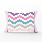 - Rh-Dik-3384-Gorsel1 - Realhomes Renkli Zigzag Motifli Pembe Zeminli Modern Dikdörtgen Yastık Kırlent Kılıfı Realhomes
