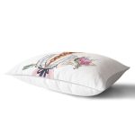 Çiçekli Kız Çizimli Modern Dekoratif Dikdörtgen Yastık Kırlent Kılıfı Realhomes