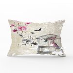 - Rh-Dik-341-Gorsel1 - Realhomes Kuş Desenli Dijital Baskılı Dekoratif Dikdörtgen Yastık Kırlent Kılıfı Realhomes