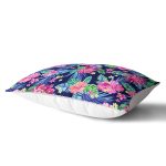 - Rh-Dik-3426-Gorsel2 - Realhomes Siyah Zeminde Tropikal Desenli Özel Tasarım Dijital Baskılı Modern Dikdörtgen Yastık Kırlent Kılıfı Realhomes