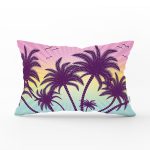 Renkli Zeminde Palmiye Motifli Dijital Baskılı Modern Dikdörtgen Yastık Kırlent Kılıfı Realhomes