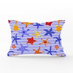 Çizgili Mavi Deniz Yıldızı Özel Tasarım Dijital Baskılı Modern Dikdörtgen Yastık Kırlent Kılıfı Realhomes