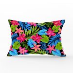 - Rh-Dik-3468-Gorsel1 - Realhomes Siyah Zeminde Watercolor Tropikal Desenli Dijital Baskılı Dikdörtgen Yastık Kırlent Kılıfı Realhomes