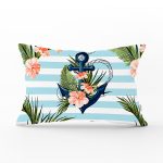 Çapa Desenli Dijital Baskılı Modern Dikdörtgen Yastık Kırlent Kılıfı Realhomes